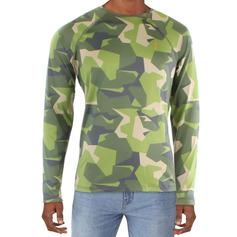 Bass Green and Cream Long Sleeve Camouflage Tee